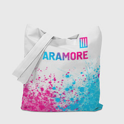 Сумка-шопер Paramore neon gradient style: символ сверху, цвет: 3D-принт