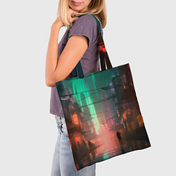 Сумка-шопер Кибер город будущего, цвет: 3D-принт — фото 2