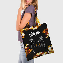 Сумка-шопер Blink 182 рок кот и огонь, цвет: 3D-принт — фото 2