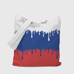 Сумка-шопер Флаг России - потёки, цвет: 3D-принт