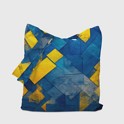 Сумка-шопер Синяя и жёлтая геометрия, цвет: 3D-принт