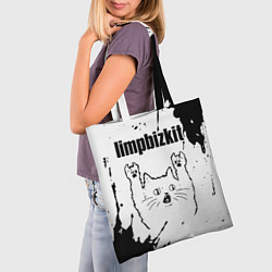 Сумка-шопер Limp Bizkit рок кот на светлом фоне, цвет: 3D-принт — фото 2