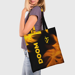 Сумка-шопер Doom - gold gradient: надпись, символ, цвет: 3D-принт — фото 2