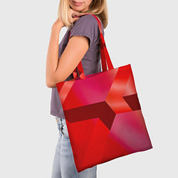 Сумка-шопер Красная геометрия, цвет: 3D-принт — фото 2