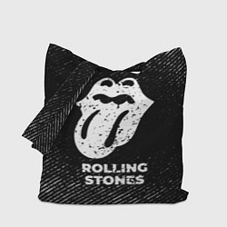 Сумка-шопер Rolling Stones с потертостями на темном фоне, цвет: 3D-принт