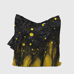 Сумка-шопер Желтые брызги на черном фоне, цвет: 3D-принт