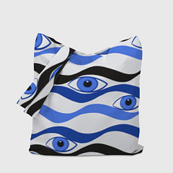Сумка-шопер Глазки плывущие в голубых волнах, цвет: 3D-принт
