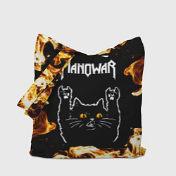 Сумка-шоппер Manowar рок кот и огонь