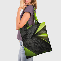 Сумка-шопер Зеленые абстрактные осколки, цвет: 3D-принт — фото 2