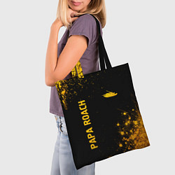 Сумка-шопер Papa Roach - gold gradient: надпись, символ, цвет: 3D-принт — фото 2