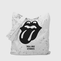 Сумка-шопер Rolling Stones glitch на светлом фоне, цвет: 3D-принт