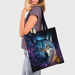 Сумка-шопер Космический звездный волк, цвет: 3D-принт — фото 2