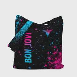 Сумка-шопер Bon Jovi - neon gradient: надпись, символ, цвет: 3D-принт