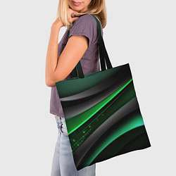 Сумка-шопер Black green line, цвет: 3D-принт — фото 2