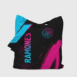 Сумка-шопер Ramones - neon gradient: надпись, символ, цвет: 3D-принт