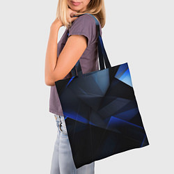 Сумка-шопер Черная и голубая текстура, цвет: 3D-принт — фото 2