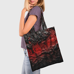Сумка-шопер Объемная красная черная текстура, цвет: 3D-принт — фото 2
