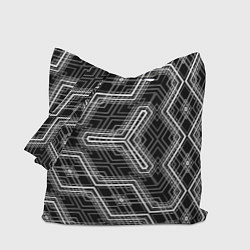 Сумка-шопер Черно-белый ассеметричный узор, цвет: 3D-принт