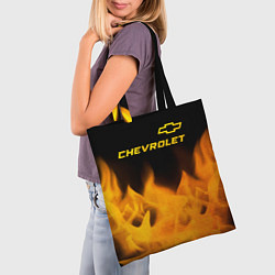 Сумка-шопер Chevrolet - gold gradient: символ сверху, цвет: 3D-принт — фото 2