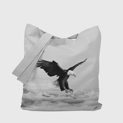 Сумка-шоппер Орёл в облаках черно-белый