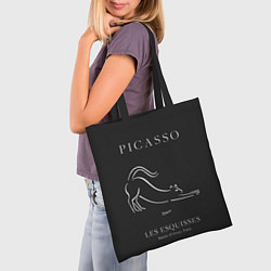 Сумка-шопер Кот на черном - Пабло Пикассо, цвет: 3D-принт — фото 2