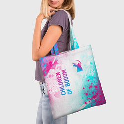 Сумка-шопер Children of Bodom neon gradient style: надпись, си, цвет: 3D-принт — фото 2