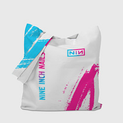 Сумка-шопер Nine Inch Nails neon gradient style: надпись, симв, цвет: 3D-принт