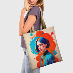 Сумка-шопер Девушка в брызгах краски, цвет: 3D-принт — фото 2