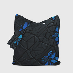 Сумка-шопер Черные плиты с синими вставками, цвет: 3D-принт