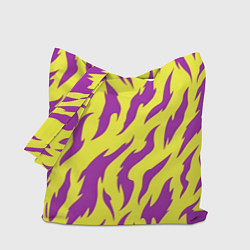 Сумка-шопер Кислотный тигр паттерн, цвет: 3D-принт