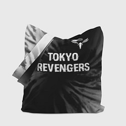 Сумка-шопер Tokyo Revengers glitch на темном фоне: символ свер, цвет: 3D-принт