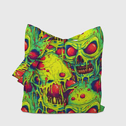 Сумка-шопер Зеленые психоделические черепа, цвет: 3D-принт