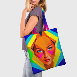 Сумка-шопер Девушка голубоглазая в ромбе, цвет: 3D-принт — фото 2