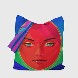 Сумка-шопер Девушка красноликая овал в прямоугольнике, цвет: 3D-принт