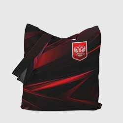 Сумка-шопер Герб России красный и черный фон, цвет: 3D-принт