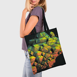 Сумка-шопер Зеленая кубическая абстракция, цвет: 3D-принт — фото 2
