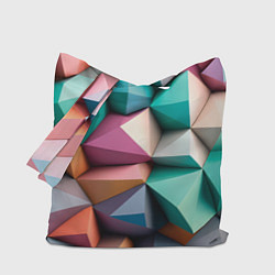 Сумка-шоппер Полигональные объемные кубы и тетраэдры в пастельн