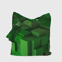 Сумка-шопер Зелёный блоковый паттерн, цвет: 3D-принт