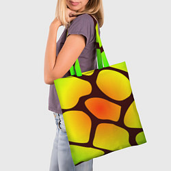 Сумка-шопер Коричневая сеть с цветными пятнами, цвет: 3D-принт — фото 2