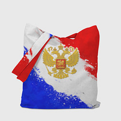 Сумка-шопер Герб РФ - триколор красками, цвет: 3D-принт