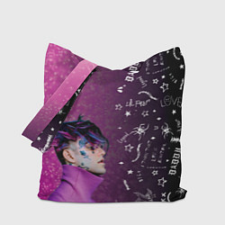 Сумка-шопер Лил Пип тату фиолетовый, цвет: 3D-принт