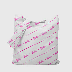 Сумка-шопер Барби паттерн - логотип и сердечки, цвет: 3D-принт