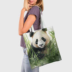 Сумка-шопер Панда акварель, цвет: 3D-принт — фото 2