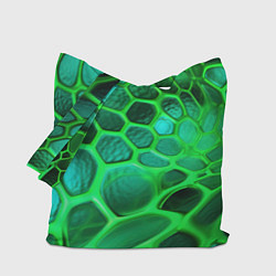 Сумка-шопер Зеленые неоновые соты, цвет: 3D-принт