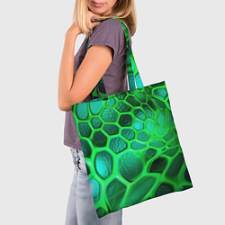Сумка-шопер Зеленые неоновые соты, цвет: 3D-принт — фото 2