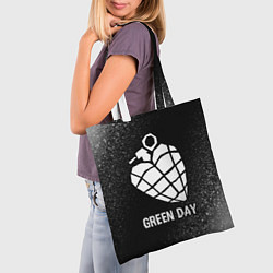 Сумка-шопер Green Day glitch на темном фоне, цвет: 3D-принт — фото 2