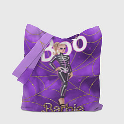 Сумка-шоппер Барби в костюме скелета: паутина и фиолетовый дым