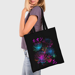 Сумка-шопер Неоновые цветы - японский стиль, цвет: 3D-принт — фото 2