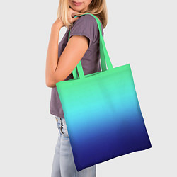 Сумка-шопер Градиент зелёно-синий, цвет: 3D-принт — фото 2