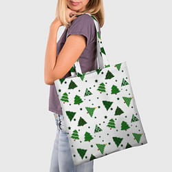 Сумка-шопер Узор с зелеными елочками, цвет: 3D-принт — фото 2